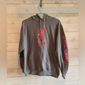 Browning | Grey Hoodie w Pink Camouflage Logo